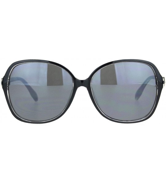 Butterfly Elegant Rhinestone Jewel Trim Designer Butterfly Sunglasses - Black Clear Solid Black - CS18NKQEEHR $24.39