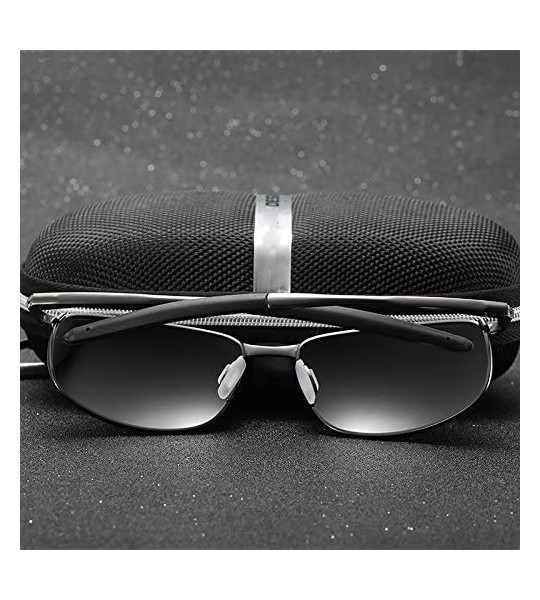 Rectangular Polarized Sunglasses Driving Photosensitive Glasses 100% UV protection - Gun/Black - C718Q7XZ3KY $33.49