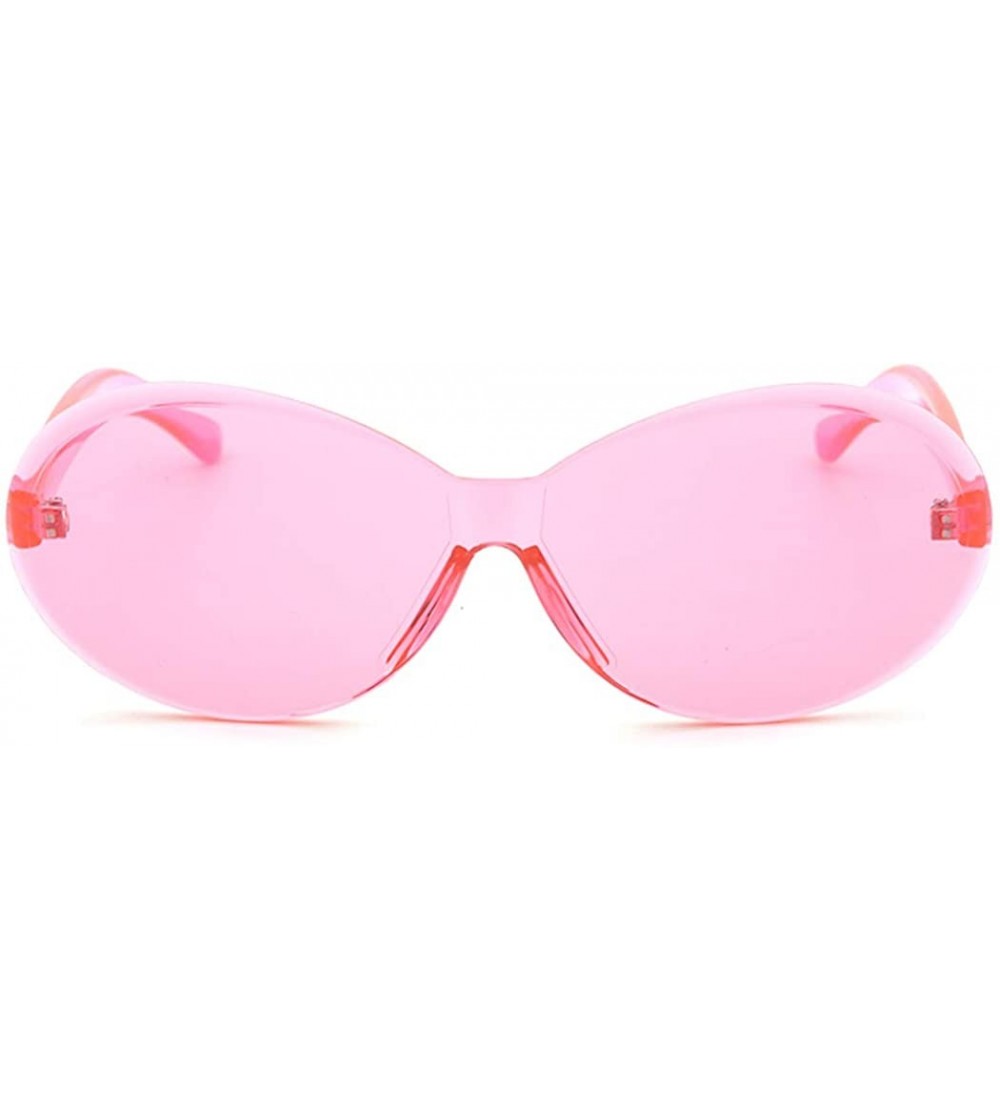 Oval Vintage Fashion Rimless Oval Sunglasses Frameless Colored Lens - Pink - C318QNHCK7R $18.25