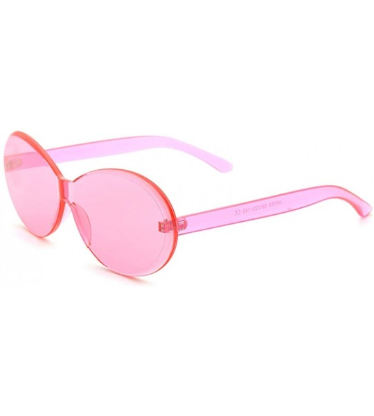 Oval Vintage Fashion Rimless Oval Sunglasses Frameless Colored Lens - Pink - C318QNHCK7R $18.25