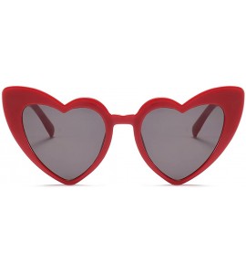 Shield Women Oversized Love Heart Shaped Sunglasses Plastic Frame for Lady Big Girls - Red - CH18GDOT8OO $19.91