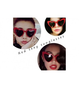 Shield Women Oversized Love Heart Shaped Sunglasses Plastic Frame for Lady Big Girls - Red - CH18GDOT8OO $19.91