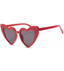 Shield Women Oversized Love Heart Shaped Sunglasses Plastic Frame for Lady Big Girls - Red - CH18GDOT8OO $19.91