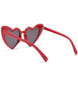 Shield Women Oversized Love Heart Shaped Sunglasses Plastic Frame for Lady Big Girls - Red - CH18GDOT8OO $19.91