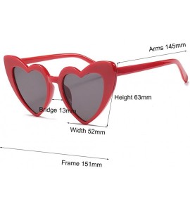 Shield Women Oversized Love Heart Shaped Sunglasses Plastic Frame for Lady Big Girls - Red - CH18GDOT8OO $19.91