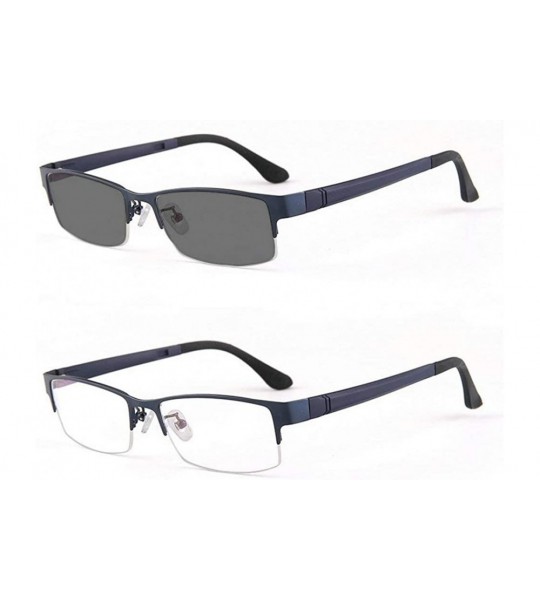 Rectangular Photocromic Lens Transition Business Frames Reading Glasses - Blue-photochromatic - C5188CWS5Q4 $52.69