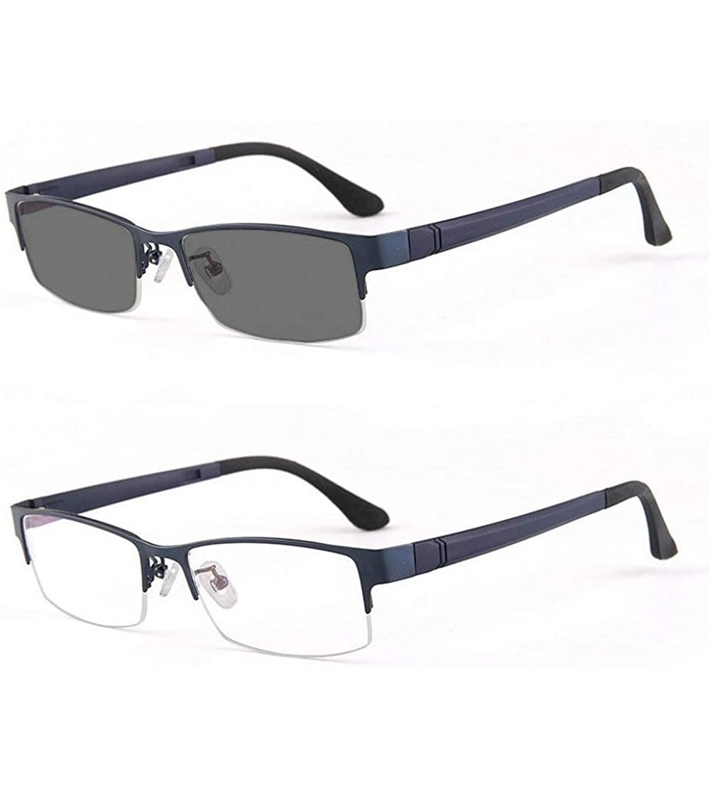 Rectangular Photocromic Lens Transition Business Frames Reading Glasses - Blue-photochromatic - C5188CWS5Q4 $52.69