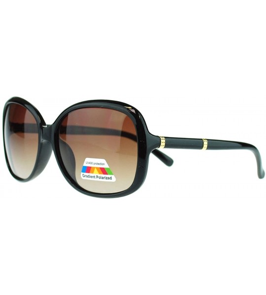 Square Polarized Sunglasses Women's Oversized Classic Designer Style - Black (Brown) - CE189XI3X0L $24.44