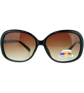 Square Polarized Sunglasses Women's Oversized Classic Designer Style - Black (Brown) - CE189XI3X0L $24.44