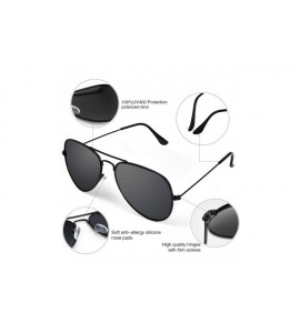 Aviator Sunglasses for Men Women Aviator Polarized Metal Mirror UV 400 Lens Protection - Black Grey - CC18Y8NM6OH $19.49