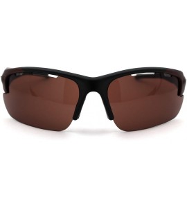 Sport Skull Emblem Classic Retro Baseball Half Rim Sport Sunglasses - Copper Brown - CU18WHA58TU $20.32