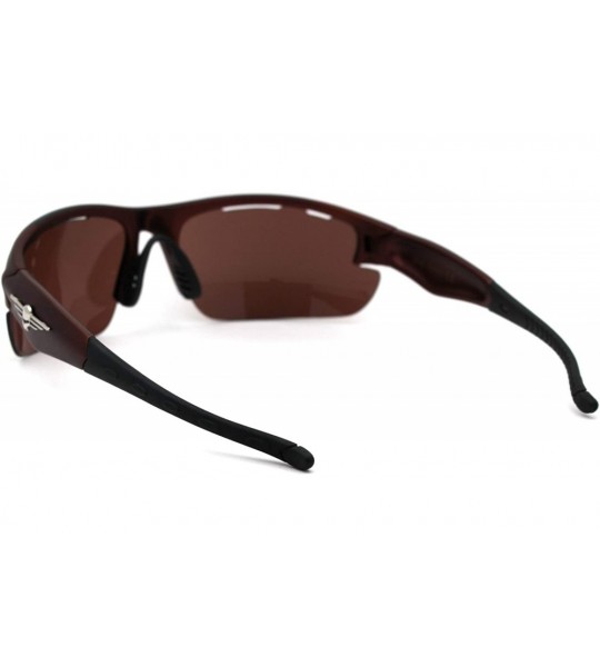 Sport Skull Emblem Classic Retro Baseball Half Rim Sport Sunglasses - Copper Brown - CU18WHA58TU $20.32