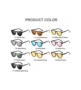 Round Men/Women Classic Retro Rivet Polarized Sunglasses 100% UV Protection TR90 Leg Men Glasses - C5 Black Blue - CB199QD66R...