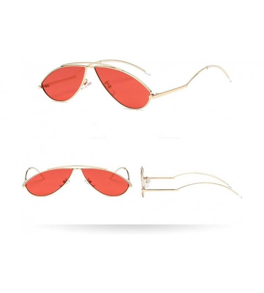 Semi-rimless Sunglasses for Women Man-Cat Eye Irregular Oval Rapper Sunglasses Retro Eyewear - D - CA18DNX2ZXD $15.47