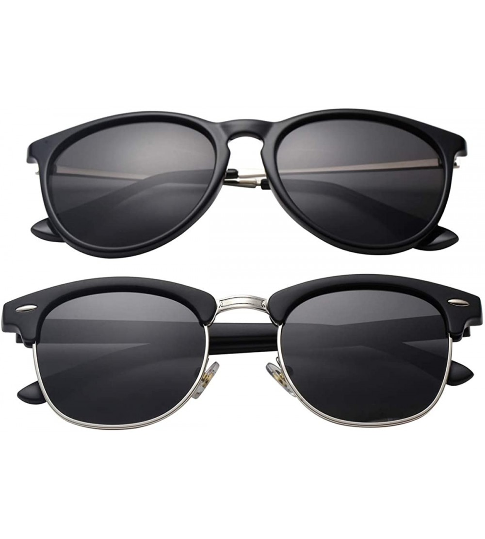Round Polarized Sunglasses for Men or Women Classic Frame Driving Classic Retro Designer Sun glasses 100% UV Blocking - C318A...