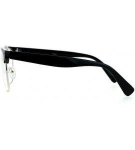 Square Clear Lens Eyeglasses Square Horn Rim Metal & Plastic Frame Black Silver - CI127V4BXR3 $18.75