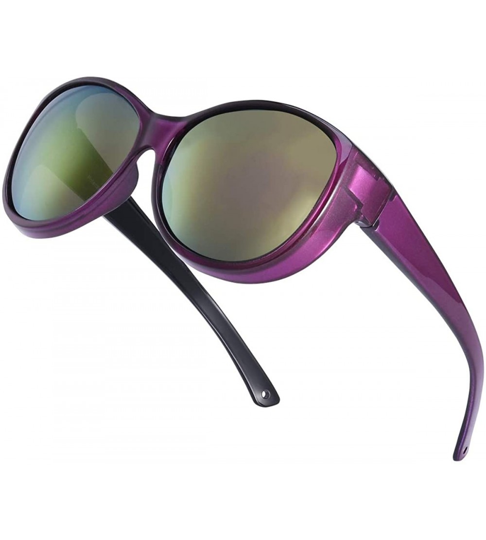 Wrap Polarized Oversized Wrap Around Shield Sunglasses Fit Over Sunglasses for Woman Man - Purple - CN190E9RRW4 $32.63