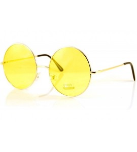 Round Oversize Round Lovely Color Tinted Lens Sunglasses Spring Hinge A119 A120 - Yellow - CS180TU4SXG $19.44