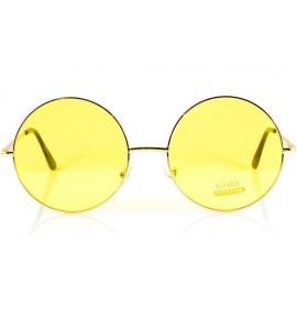 Round Oversize Round Lovely Color Tinted Lens Sunglasses Spring Hinge A119 A120 - Yellow - CS180TU4SXG $19.44