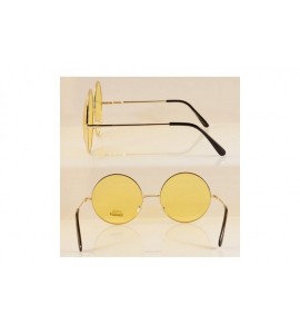 Round Oversize Round Lovely Color Tinted Lens Sunglasses Spring Hinge A119 A120 - Yellow - CS180TU4SXG $19.44