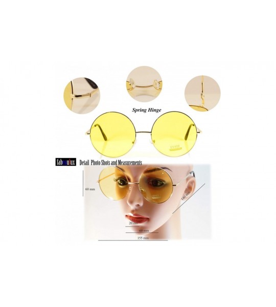 Round Oversize Round Lovely Color Tinted Lens Sunglasses Spring Hinge A119 A120 - Yellow - CS180TU4SXG $19.44