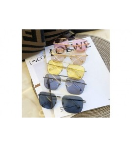 Square Special Square Sunglasses for Women Metal Flat Top Sun Glasses For Driving UV400 - Yellow - CX19036A6DQ $28.34