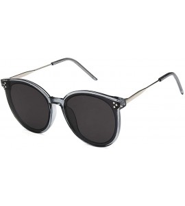 Oval Unisex Sunglasses Retro Bright Black Grey Drive Holiday Oval Non-Polarized UV400 - Grey - CB18RKH2WEO $18.80