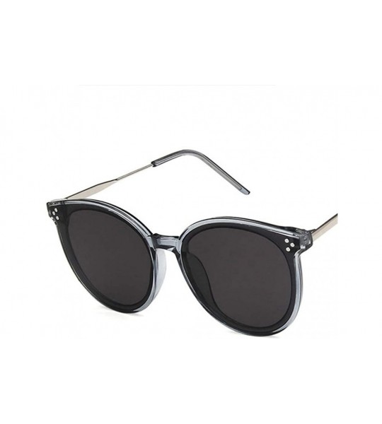 Oval Unisex Sunglasses Retro Bright Black Grey Drive Holiday Oval Non-Polarized UV400 - Grey - CB18RKH2WEO $18.80