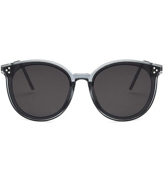 Oval Unisex Sunglasses Retro Bright Black Grey Drive Holiday Oval Non-Polarized UV400 - Grey - CB18RKH2WEO $18.80