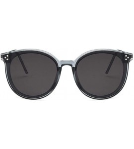 Oval Unisex Sunglasses Retro Bright Black Grey Drive Holiday Oval Non-Polarized UV400 - Grey - CB18RKH2WEO $18.80