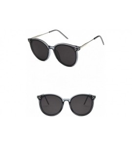 Oval Unisex Sunglasses Retro Bright Black Grey Drive Holiday Oval Non-Polarized UV400 - Grey - CB18RKH2WEO $18.80