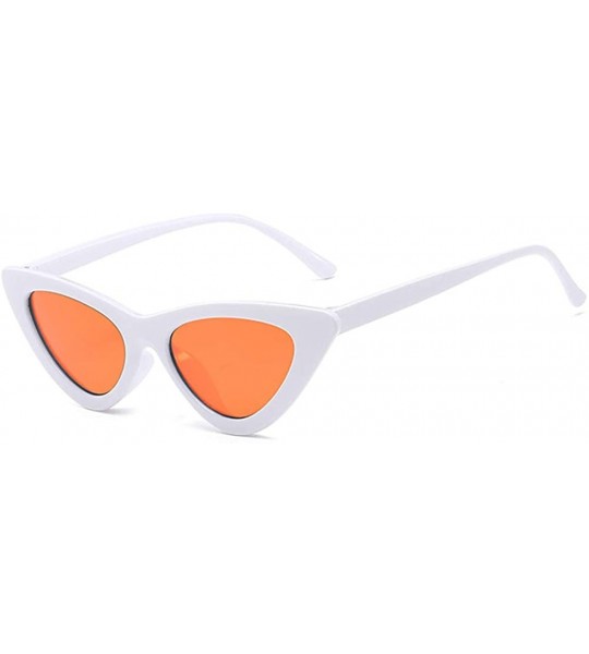 Cat Eye Cat Eyes Sunglasses for Women - Vintage Ladies Triangular Glasses Goggle - White/Orange - CH18ET5CXWG $20.95