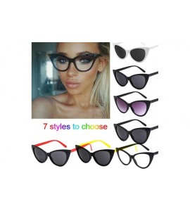 Round Retro Vintage Cateye Sunglasses for Women Plastic Frame Round Sunglasses Sexy Retro Sunglasses Women Sunglasses - C2190...