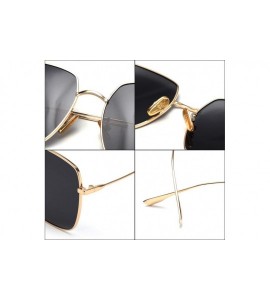 Square Mirror Sunglasses Men Polarized Metal Frame Big Sun Glasses for Women Square - Silver Mirror - CF18W37C8GK $21.44