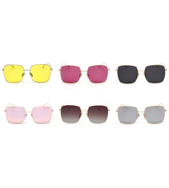 Square Mirror Sunglasses Men Polarized Metal Frame Big Sun Glasses for Women Square - Silver Mirror - CF18W37C8GK $21.44