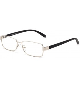 Square "Bruce" Aluminum Brushed Prescription Ready Clear Lens Rx Frames - Silver/Black - CA12KRZEFTL $32.57