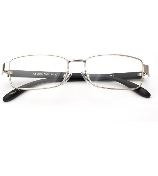 Square "Bruce" Aluminum Brushed Prescription Ready Clear Lens Rx Frames - Silver/Black - CA12KRZEFTL $32.57