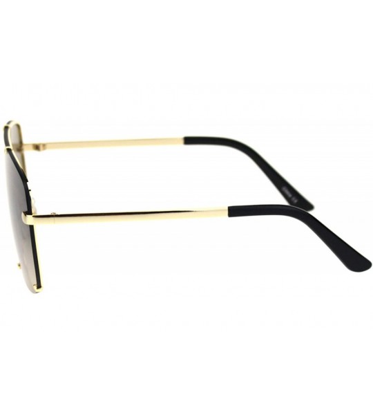 Rectangular Mens Oversize Exposed Lens Flat Top Racer Shield Sunglasses - Gold Brown - C718S6DE6G6 $25.08