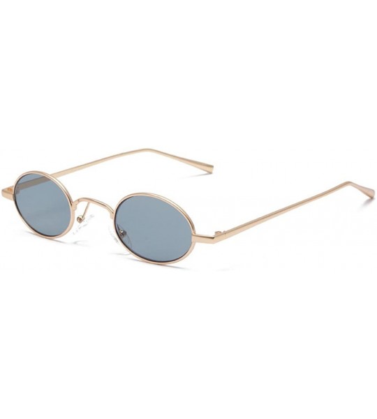 Oval Fashion Vintage Small Oval Sunglasses Unisex Chic Sexy Luxury Brand Designer UV400 - Gold Black - CY189OKHSWU $21.99