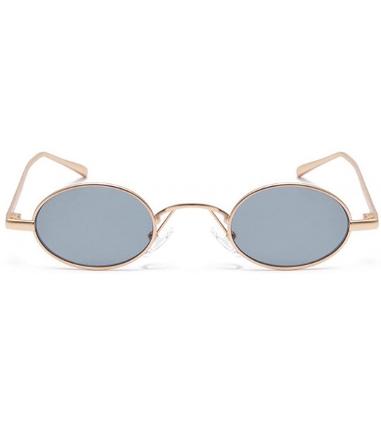 Oval Fashion Vintage Small Oval Sunglasses Unisex Chic Sexy Luxury Brand Designer UV400 - Gold Black - CY189OKHSWU $21.99