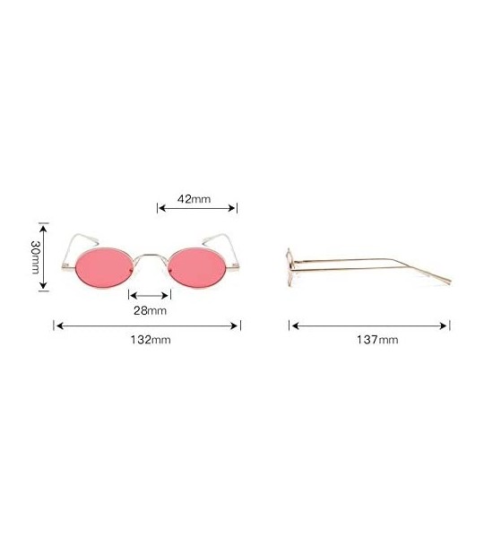 Oval Fashion Vintage Small Oval Sunglasses Unisex Chic Sexy Luxury Brand Designer UV400 - Gold Black - CY189OKHSWU $21.99