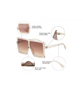 Square Square Oversized Sunglasses for Women Men Flat Top Fashion Shades - Clear Orange/Tea Lens - CU18CLRHHAI $19.02