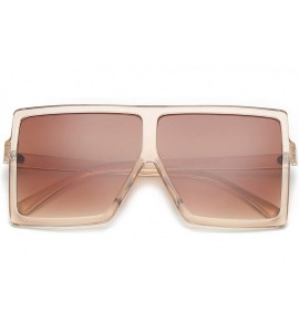 Square Square Oversized Sunglasses for Women Men Flat Top Fashion Shades - Clear Orange/Tea Lens - CU18CLRHHAI $19.02