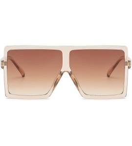 Square Square Oversized Sunglasses for Women Men Flat Top Fashion Shades - Clear Orange/Tea Lens - CU18CLRHHAI $19.02