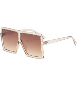 Square Square Oversized Sunglasses for Women Men Flat Top Fashion Shades - Clear Orange/Tea Lens - CU18CLRHHAI $19.02