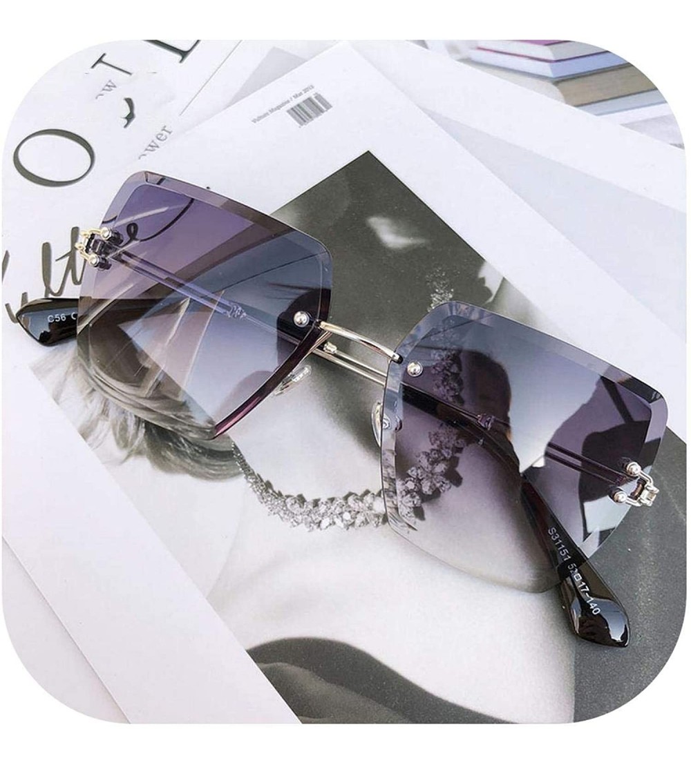 Semi-rimless 2018 New Oversized Sunglasses Women Square Mirrored Glasses Fashion Female Designer Sol UV400 - C01 - CG197Y75D3...