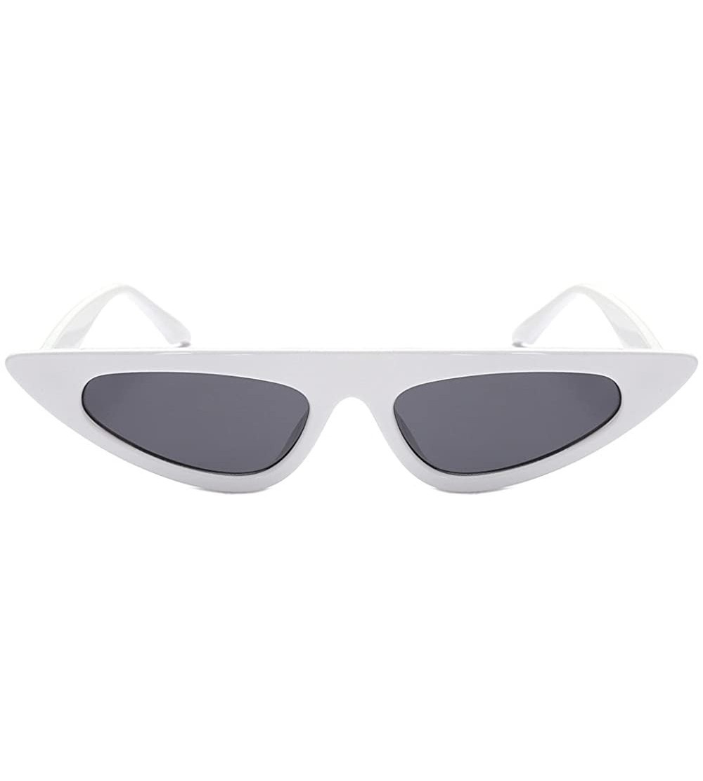 Aviator Women Fashion Unisex Cat Eye Shades Sunglasses Polarized Integrated UV Candy Colored Glasses 60'S Style - White - CV1...