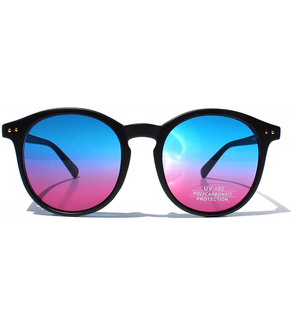 Round SIMPLE Round Fashion Sunglasses for Men Women Classic Style - Blue Red - CF18ZCNU39D $19.15