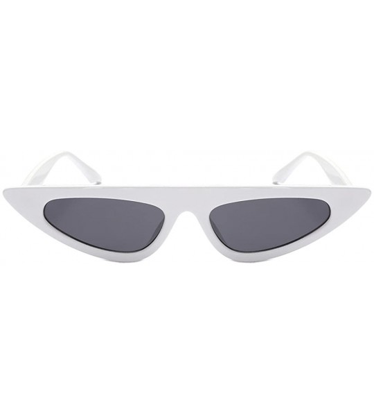 Aviator Women Fashion Unisex Cat Eye Shades Sunglasses Polarized Integrated UV Candy Colored Glasses 60'S Style - White - CV1...