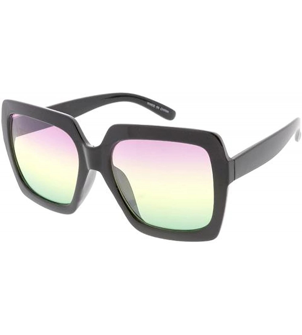 Square Heritage Modern "Lo-Rider" Thick Square Frame Sunglasses - Multi-color - C718GY5IN3I $19.11